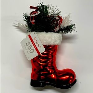 Shiny Red Santa Boot Decoration